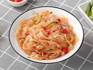 Spicy King Noodles and Potato Slices in Flatbread