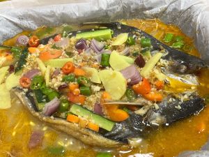 A Long Paper Grilled Fish