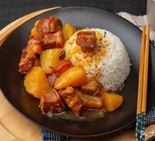 Braised Pork with Potatoes Rice Bowl