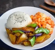 Three Fresh Vegetables Rice Bowl