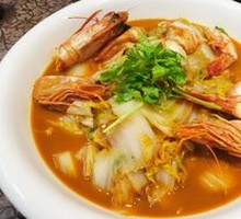 Braised Large Shrimp with Chinese Cabbage