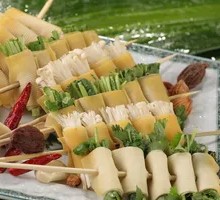 Cilantro-wrapped tofu skin rolls