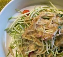 Crisp Tofu Sesame Noodles with Zucchini