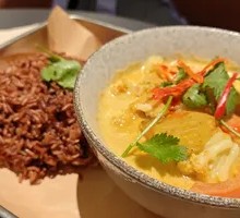 Thai Yellow Curry Sea Bass with Shrimp Rice