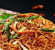 Stir-Fried Noodles with Shredded Pork and Lentils
