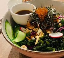 Pan-Seared Salmon with Mustard Soy Sauce and Japanese Bowl