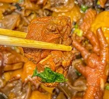 Stewed Young Rooster in Iron Pot