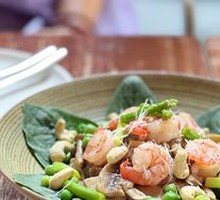 Black Tiger Shrimp & Asparagus Mushroom Salad