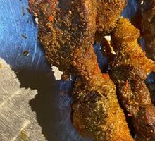 Lamb Skewers on Red Willow Wood