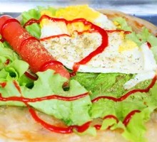 Hand-held Pancake with Tomato Sauce