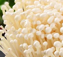 Freshly Sliced Enoki Mushrooms