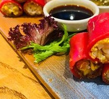Golden Shrimp Red Rice Noodle Rolls