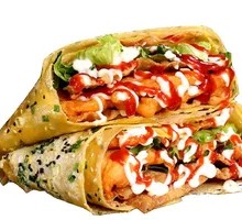 Pan-fried crepe with chicken strips