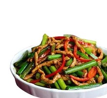 Garlic Shoots with Shredded Pork