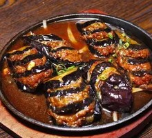 Grilled Eggplant on Iron Plate