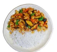 Braised Pork with Eggplant Rice Bowl