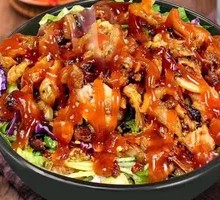 Cheesy Salad Grilled Meat Rice Bowl