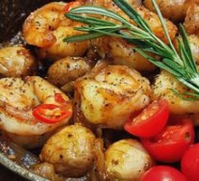 Garlic Mushroom Pan-Fried Shrimp