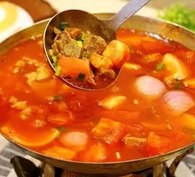 Stewed Beef Brisket with Tomatoes in Pot