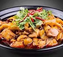 Spicy Braised Chicken with Pig Intestines