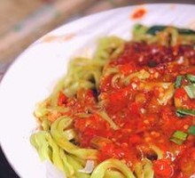 Chopped Chili Spinach Noodles