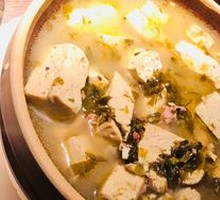 Old Chicken Soup with Tofu and Greens