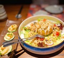 Warm Egg and Sauce Potato Balls