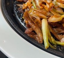 Grilled Lamb on Iron Skillet