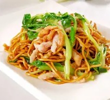 Vegetable Egg and Pork Noodles Stir-fry