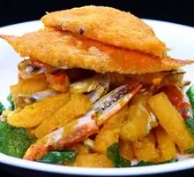 Egg Yolk Baked Spider Crab