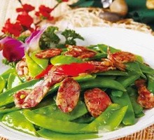 Snow Peas with Chinese Sausage