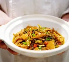 Stewed Pig Intestine with Mustard Greens