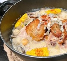 Creamy Wild Mushroom Stewed Roast Chicken