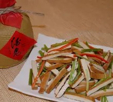 Celery and Fried Tofu Cubes Over Rice