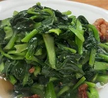 Fried Pork Scraps with Bok Choy