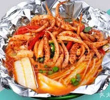 Aluminum Foil Squid with Rice Noodles