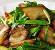 Garlic Shoot Stir-Fry with Preserved Meat over Rice