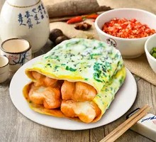 Old Tianjin Traditional Double Egg Oil Stick Pancake with Soy Sauce
