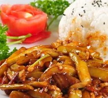 茄子丝肉丝盖饭