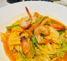 Braised Large Shrimp with Chinese Cabbage
