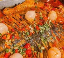 黄桃荔枝烤鱼