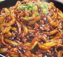 Stir-Fried Eggplant with Minced Pork on Hot Plate