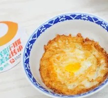 Grilled Pancake with Fried Egg and Chicken Cutlet