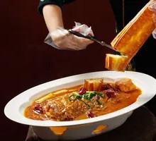 Scallion-Braised Flounder with Fruit Cake