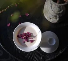 Red Plum Milk Jelly in Covered Bowl