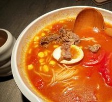 Beef Noodle Soup with Tomato Broth