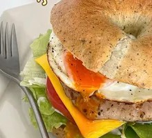 Pork Steak Egg Bagel Sandwich