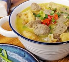 Golden Soup with Fried Pork Crumbs and Tofu