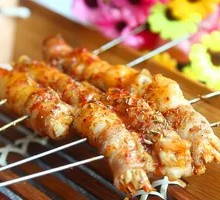 Pork Belly and Enoki Mushroom Skewers