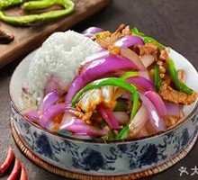 Onion Stir-Fry with Meat over Rice